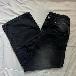 Wide Leg Black Wash Jeans